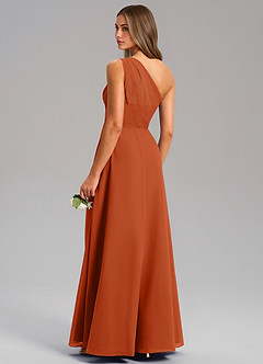 Azazie Phaedra Bridesmaid Dresses Burnt Orange A-Line One Shoulder Chiffon Dress image15