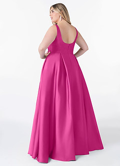 Azazie Neve Brudtärnklänningar Klänning av Balklänning i Stretch Satin med fickor Fuchsia image8