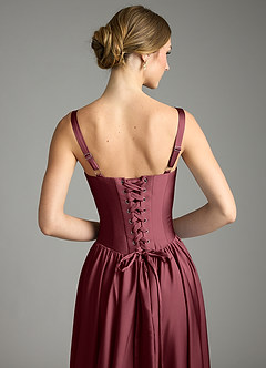 Azazie Evadina Suknie dla druhen Linia A Gorset Satyna elastyczna Do ziemi Sukienka image6