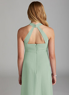Azazie Clarice Junior Agave A-Line Side Slit Chiffon Dress image6