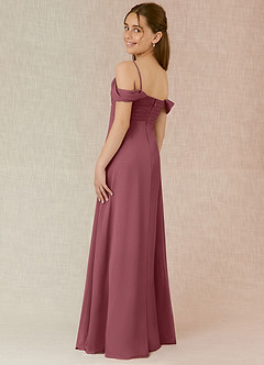 Azazie Kaitlynn Junior Desert Rose A-Line Off the Shoulder Chiffon Dress image5
