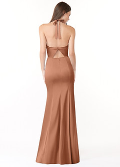 Azazie Emeria Bridesmaid Dresses Bronzer Mermaid Pleated Stretch Satin Dress image2