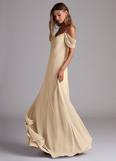 Azazie Marley Bridesmaid Dresses Champagne A-Line Off the Shoulder Chiffon Convertible Dress image3