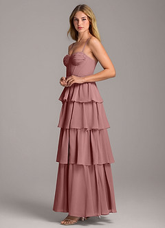 Azazie Alanna Brautjungfernkleider A-Linie Herzausschnitt Chiffon Kleid Wüstenrose image6