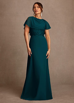 Azazie Frieda Mother of the Bride Dresses Pine A-Line Applique Chiffon Dress image1