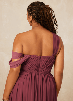 Christian Siriano Bridal for Azazie 1014 Bridesmaid Dresses Merlot A-Line Off the Shoulder Chiffon Dress image16