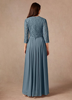 Azazie Ainsling Mother of the Bride Dresses Twilight A-Line Square Neckline Lace Chiffon Dress image2
