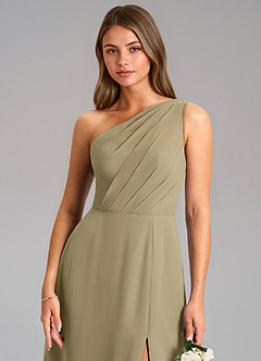 Azazie Phaedra Jurken voor bruidsmeisjes Jurk van Chiffon met A-Lijn One-Shoulder Mosgroen image16