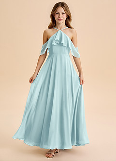Azazie Tessabelle Junior Vestido de Vidrio Marino de Gasa de Corte en A con Vestidos sin tirantes image5