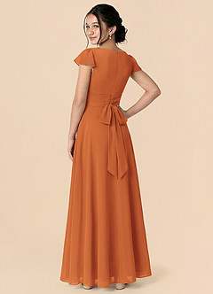 Azazie Payton Cinnamon A-Line Bow Chiffon Dress image2