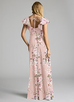 Azazie Bondi Bridesmaid Dresses Rosy Floral Bloom A-Line Bow Stretch Satin Dress image4