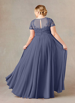 Azazie Annette Abiti per la Madre della Sposa Abito A-Line in Chiffon Pizzo Stormy image8