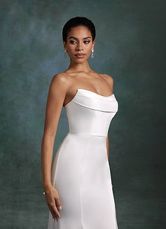 Azazie Tessa Wedding Dresses Diamond White Mermaid Strapless Stretch Satin Dress image13