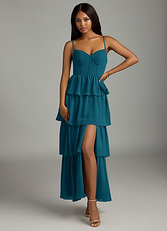 Azazie Kaiden Bridesmaid Dresses Ink Blue A-Line Sweetheart Neckline Chiffon Dress image1