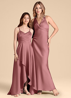 Azazie Prisha Junior Jurk van Stretch Satijn met A-Lijn Geplooid Amethist image3