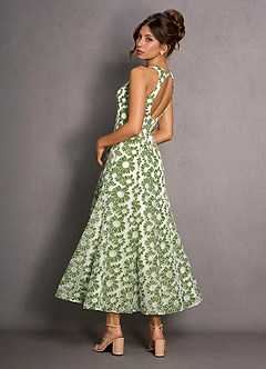 Robe Longue Vert Et Blanc Selira image3
