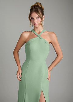 Azazie Rue Bridesmaid Dresses Matcha A-Line Halter Chiffon Dress image3