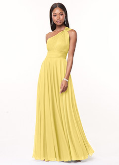 Azazie Charlize Final Sale Agave A-Line One Shoulder Mesh Dress image1