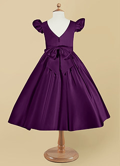 Azazie Violeta vestidos de niña de las flores Vestido de Uva de Satin Mate de Princesa con Lazo image8