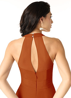 Azazie Danica Bridesmaid Dresses Paprika A-Line Pleated Chiffon Dress image5