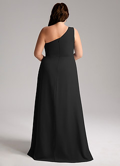 Azazie Brooke Bridesmaid Dresses Black A-Line One Shoulder Chiffon Dress image9
