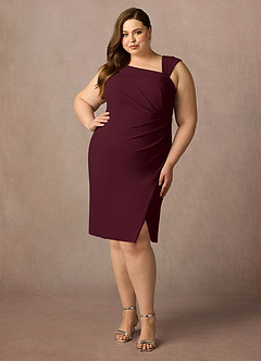 Azazie Cecily Kleider für die Brautmutter Etui Stretch-Krepp Kleid Cabernetrot image6