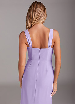 Azazie Denice Bridesmaid Dresses Lilac Sheath Pleated Chiffon Dress image8