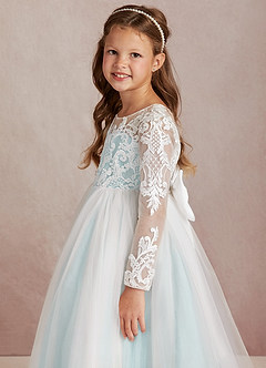 Azazie Elodie vestidos de niña de las flores Vestido de Marfil Neblina de Encaje de Princesa image6