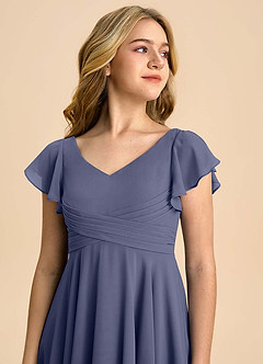 Azazie Caria Junior Stormy A-Line Pleated Chiffon Dress image4
