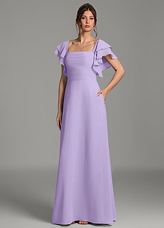 Azazie Dacia Bridesmaid Dresses Lilac A-Line Ruched Chiffon Dress image6