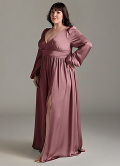 Azazie Norah Brautjungfernkleider A-Linie Stretch-Satin Kleid Vintage Mauve image11