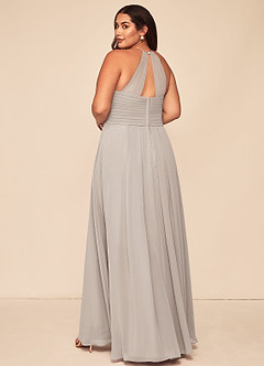 Azazie Ginger Bridesmaid Dresses Frost A-Line Halter Pleated Chiffon Dress image11