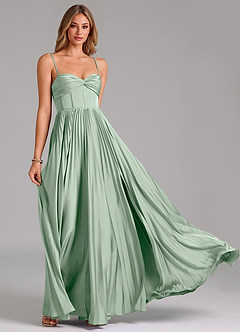 Azazie Tyla Bridesmaid Dresses Agave A-Line Sweetheart Neckline Stretch Satin Dress image5