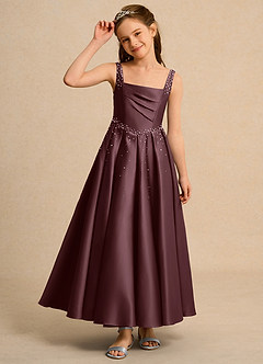 Azazie Mochi Girls Formal Jurken voor bloemenmeisjes Baljurk Jurk van Mat Satijn Geplooide Sangria image6