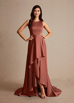 Azazie Niles Mère de la mariée Robes Robe Trapèze en Satin extensible Traînes Auburn image5