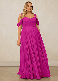 Christian Siriano Bridal for Azazie 1013 Bridesmaid Dresses Fuchsia A-Line Off the Shoulder Chiffon Dress image10