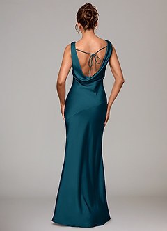 Azazie Rylina Brautjungfernkleider Meerjungfrau-Linie Stretch-Satin Kleid Tintenblau image5