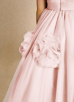Azazie Vola vestidos de niña de las flores Vestido de Rosa Rubor de Tul de Princesa con Sin mangas image6