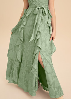 Azazie Peyton Junior A라인 주름진 플로럴 번아웃 플로어 길이 주니어 신부 들러리 드레스 image8