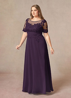 Azazie Raissa Abiti per la Madre della Sposa Abito A-Line in Chiffon Pizzo Prugna image11