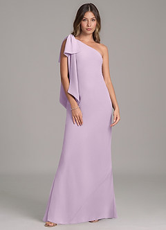 Azazie Capri Bridesmaid Dresses Frosted Lilac A-Line One Shoulder Chiffon Dress image6