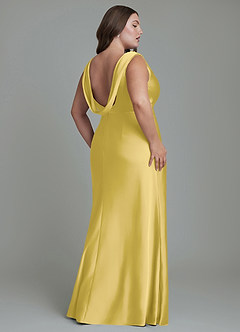Azazie Kieryn Bridesmaid Dresses Canary Mermaid Pleated Stretch Satin Dress image8