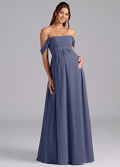 Azazie Saige Maternity Bridesmaid Dresses A-Line Pleated Chiffon Floor-Length Dress image3