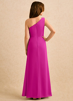 Azazie Sophie Girls Formal Flower Girl Dresses Fuchsia Sheath One Shoulder Chiffon Dress image3