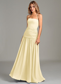 Azazie Vashti Bridesmaid Dresses Lemon Sorbet A-Line Chiffon Dress image4