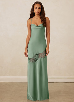 Christian Siriano Bridal for Azazie 1012 Brautjungfernkleider Etui Spitze Stretch-Satin Kleid Matcha image1