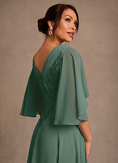 Azazie Tilda Mother of the Bride Dresses Eucalyptus A-Line Lace Chiffon Dress image4