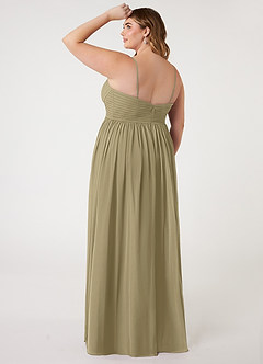 Azazie Alia Bridesmaid Dresses Moss Green A-Line Pleated Chiffon Dress image9