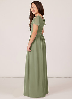 Azazie Peony Junior Pistachio A-Line Pleated Chiffon Dress image5