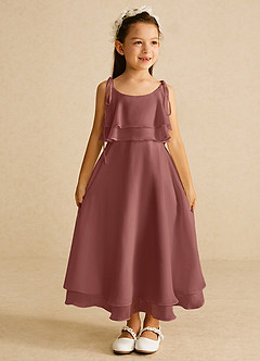 Azazie Temi Flower Girl Dresses Amethyst A-Line Spaghetti Strap Chiffon Dress image3